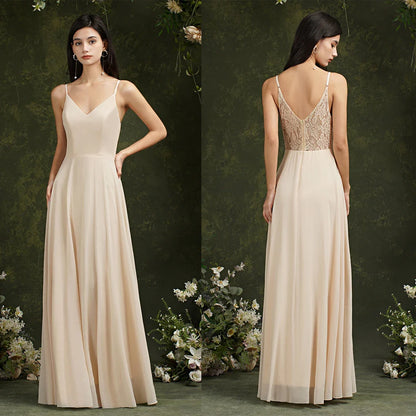 MisShow Chiffon Laço Vestidos De Noite Decote V Alças Finas Elegante Sem Mangas Vestidos De Baile De Festa Formais Robe De Soiree Longue