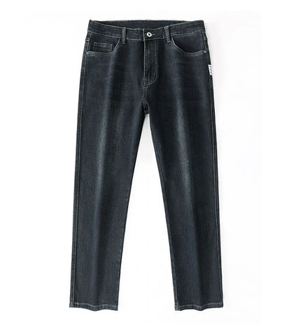 Men's Spring Autumn Soft Baggy Jeans Casual Straight Stretch Wide-Leg Business Denim Pants Versatile Comfortable Loose Trousers