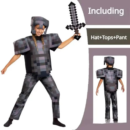 New Hot Toys Enchanted Diamond Armor Outfit Steve Costumes Ender Dragon Costume Video Game Inspired Character Outfit for Kids