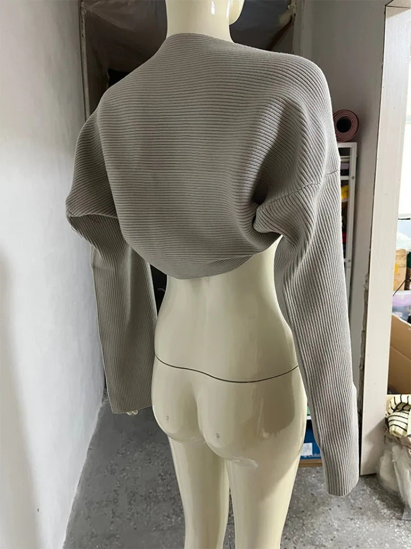 Trendix Hollow Out Sweater Sets For Women 2025 Fall New Long Sleeve Knitwear Shawl Suits Sexy Backless Knit Tank Top 2 Piece Set