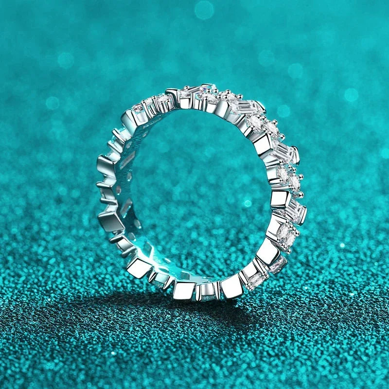 Full D Color Moissanite Diamond Rings for Women S925 Sterling Silver with Gold  Plated Wedding Engagement Band Ring