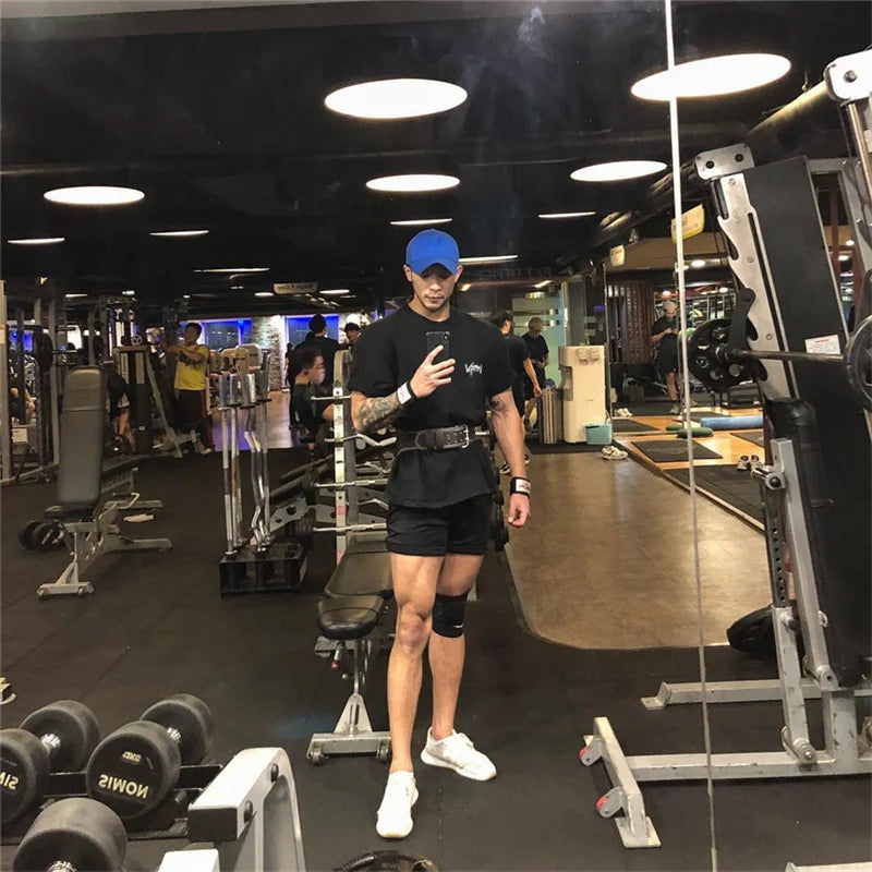 NEW Round Collar  sports T Shirt Oversize Cotton Summer Tee Training running shirt Man Streetwear Half Sleeve men T-shirt