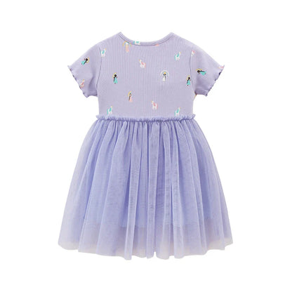Little maven Baby Girls 2026 Summer New Children's Clothing Kids Clothes Cartoon Unicorn Party Mesh Dresses Vestidos Gifts