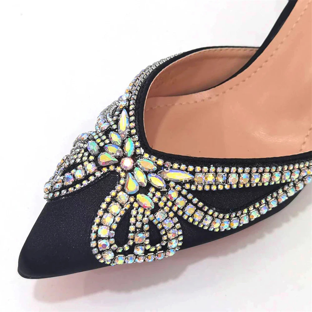 Yellow Classy Bowknot Pointed Toe Women's Shoes High Heel Elegant Sandals Shallow Mouth Shoes Bag Set Women