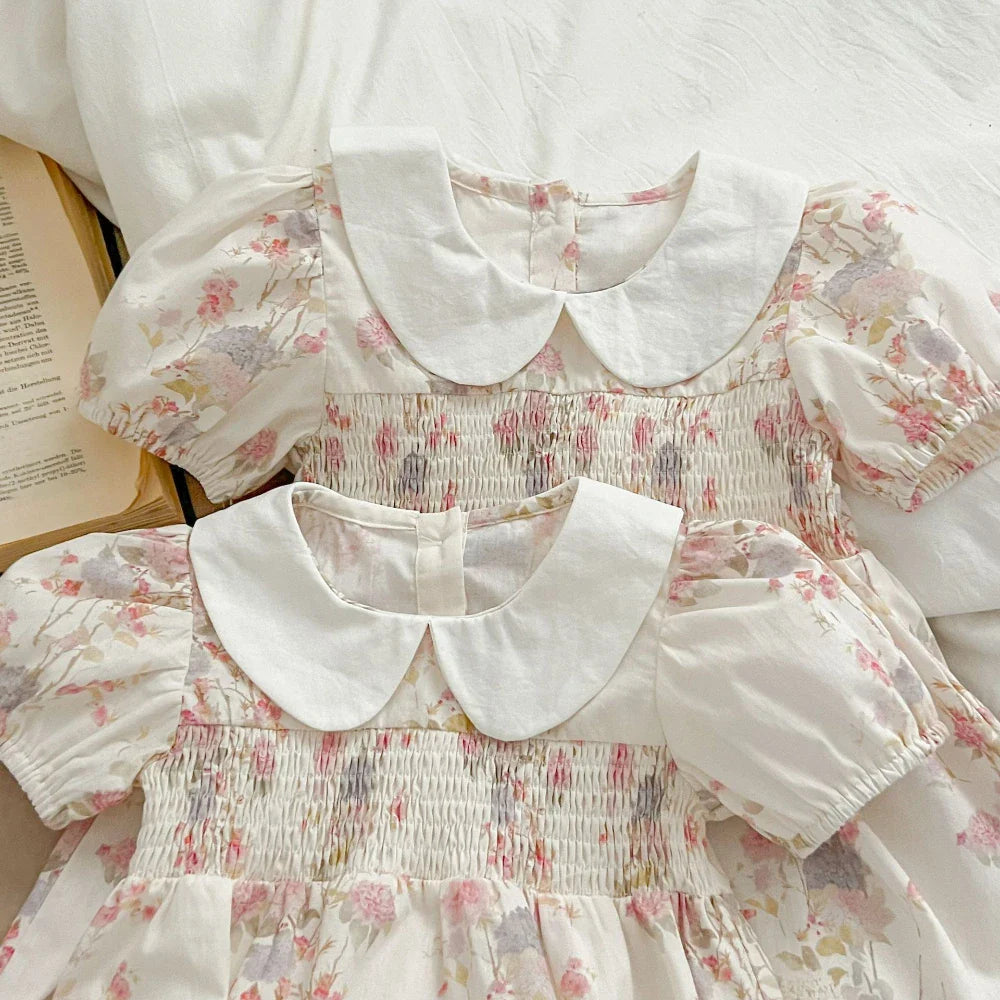 Sweet Princess Dress European and American Style Summer New Flower Printed Children's Clothing Girls Dresses