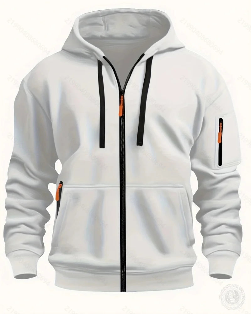 Casual top men's 2024 autumn and winter sportswear solid color men's top - fashionable sports solid color hoodie