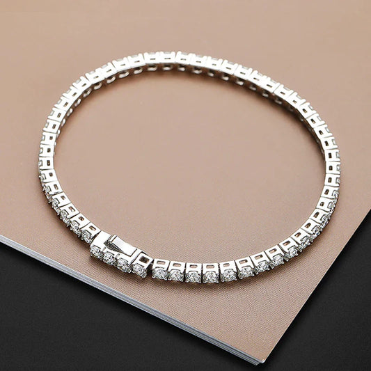 18k Plated 2-5mm Real Moissanite Tennis Bracelet for Women Spring Clasp S925 Sterling Silver Jewelry Men's Bracelet