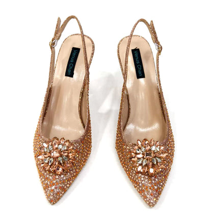 INS Style Green Party Shoe and Bag Set in Women Pointed-Toe Rhinestone High Heels Elegant African Ladies Shoes