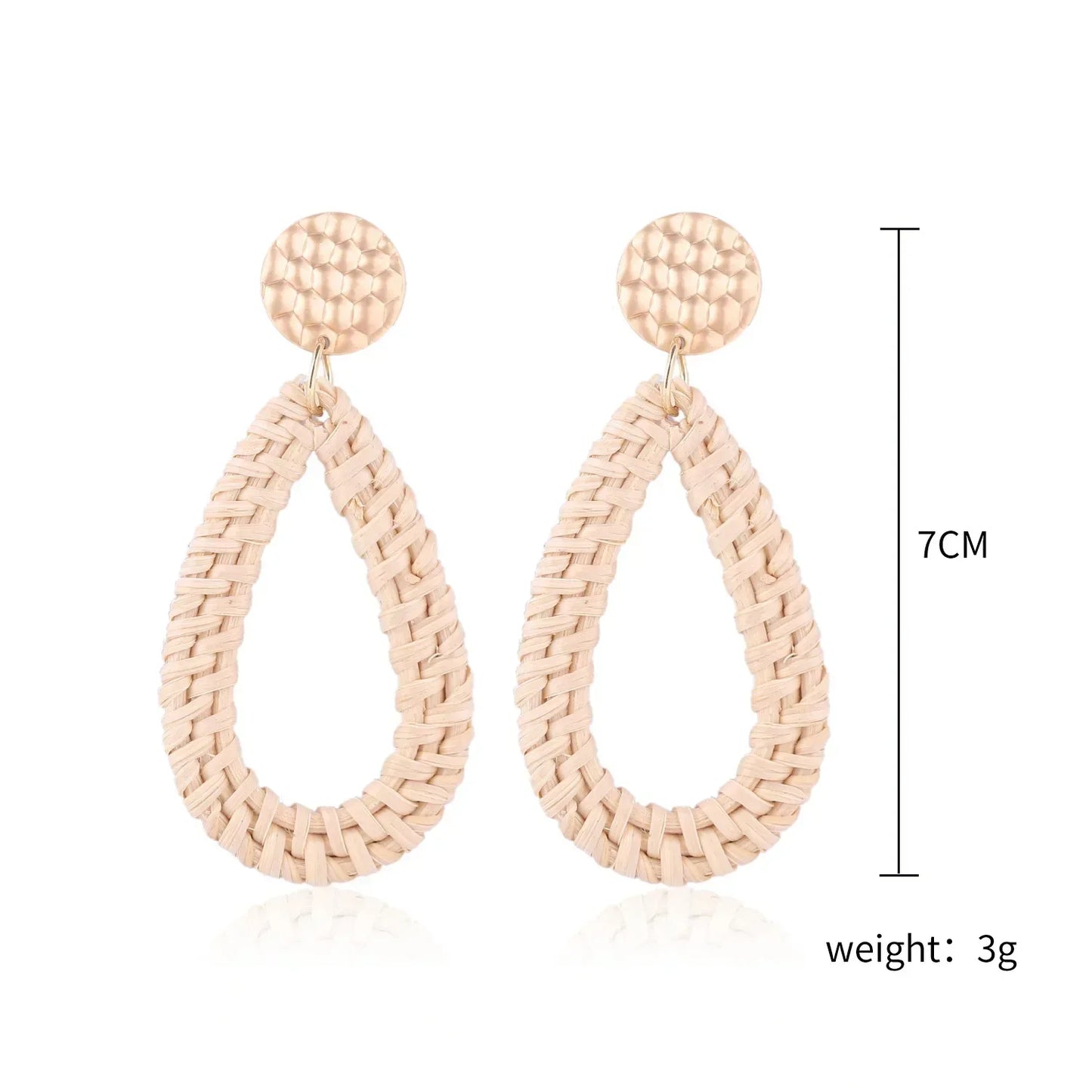Personality Bamboo Rattan Hand-woven Geometry Drop Dangle Earrings for Women Temperament Summer Beach Stud Jewelry Holiday Gift