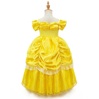 Girls Belle Cosplay Princess Dress Children Beauty Beast Clothes Birthday Carnival Christmas Party Costume Kids Ball Gown 2-11T