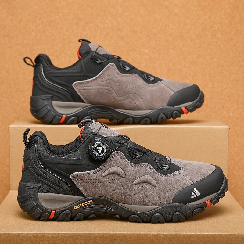 Leather Shoes for Men, Outdoor Hiking Shoes, Tourist Trekking Sneakers, Mountain Climbing Trail Jogging Shoes, Turnbuckle
