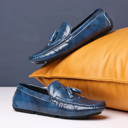 Sapatos Masculinos Loafers Confortáveis Slip-on Mocassins para Dirigir Calçados Masculinos Marca Marrom de Couro Sapatilhas Casuais para Homens