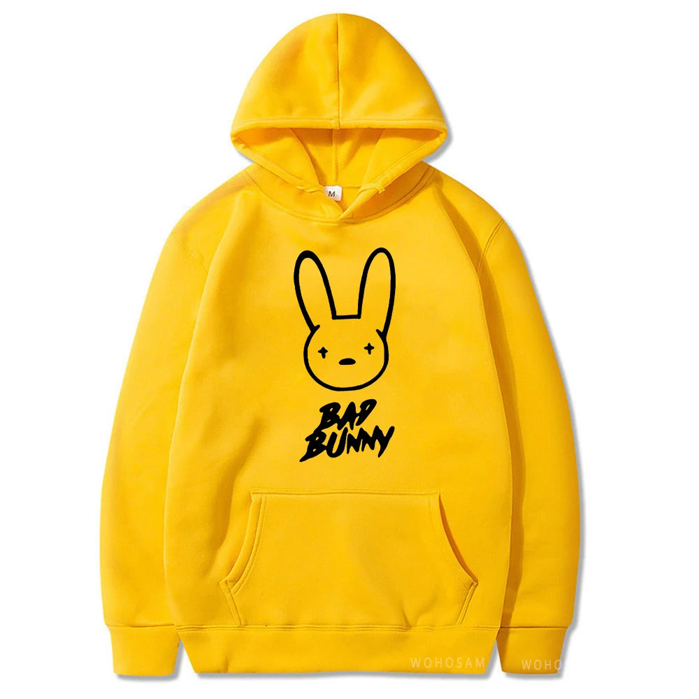 Funny Bad Bunny Hoodie Printed Kawaii Cartoon Harajuku Oversized Streetwear Sweatshirt Korean Style Long Sleeve Women Men Hoody