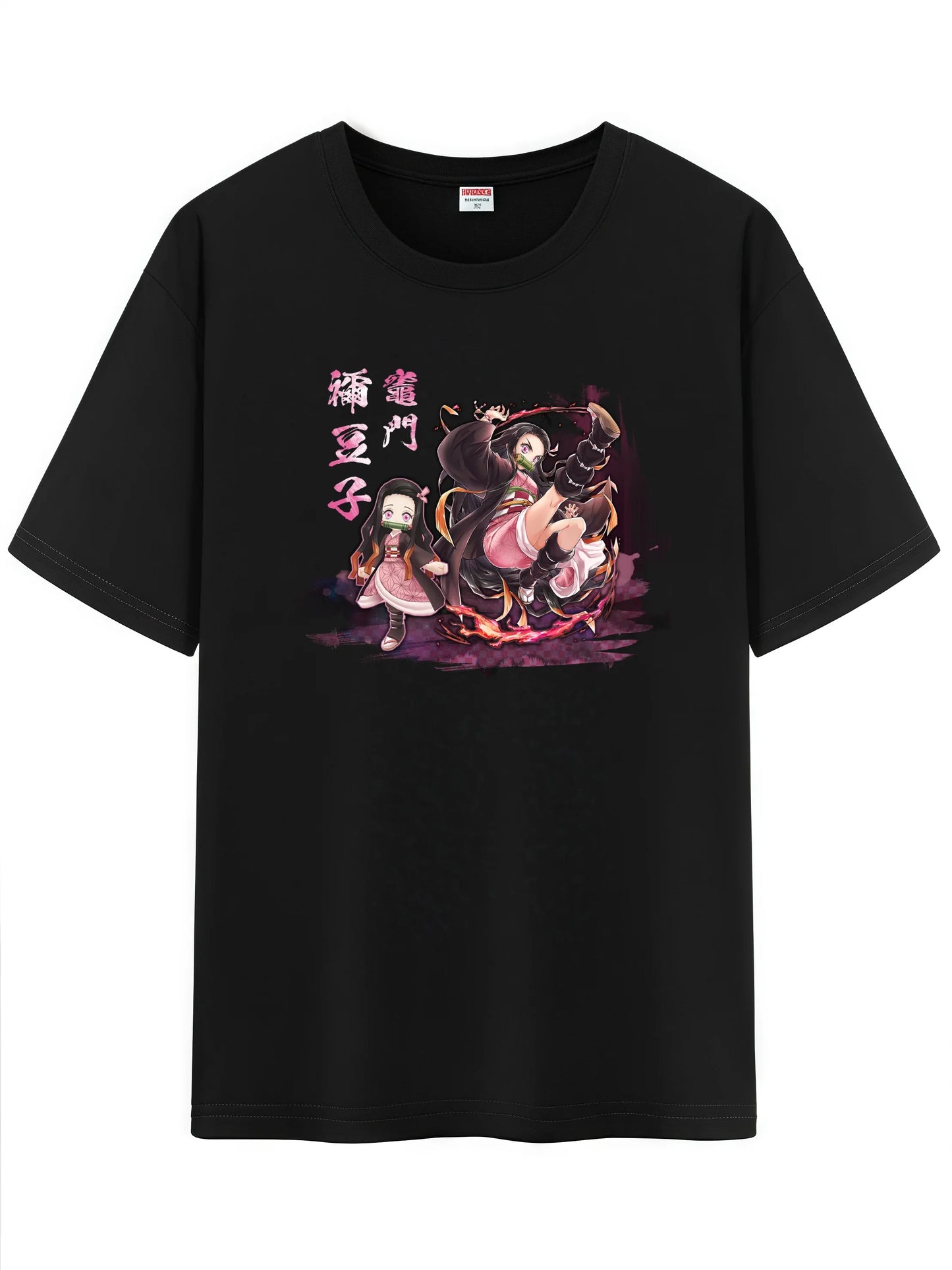 Unisex Japanese Anime Pattern T-Shirt,Demon Slayer Character Tanjirou Nezuko Graphic Short Sleeve Regular Fix Tee Shirt