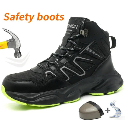 Ankle-Length Men Safety Boots Anti-smash Anti-stab Construction Work Steel Toe Shoes Male Work Boots Work Safety Shoes