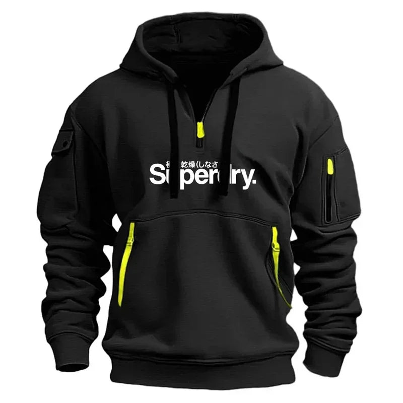 Autumn and Winter Warm Men's Hoodie Long Daily Outdoor Multi Pocket Zipper Comfortable Sweatshirt