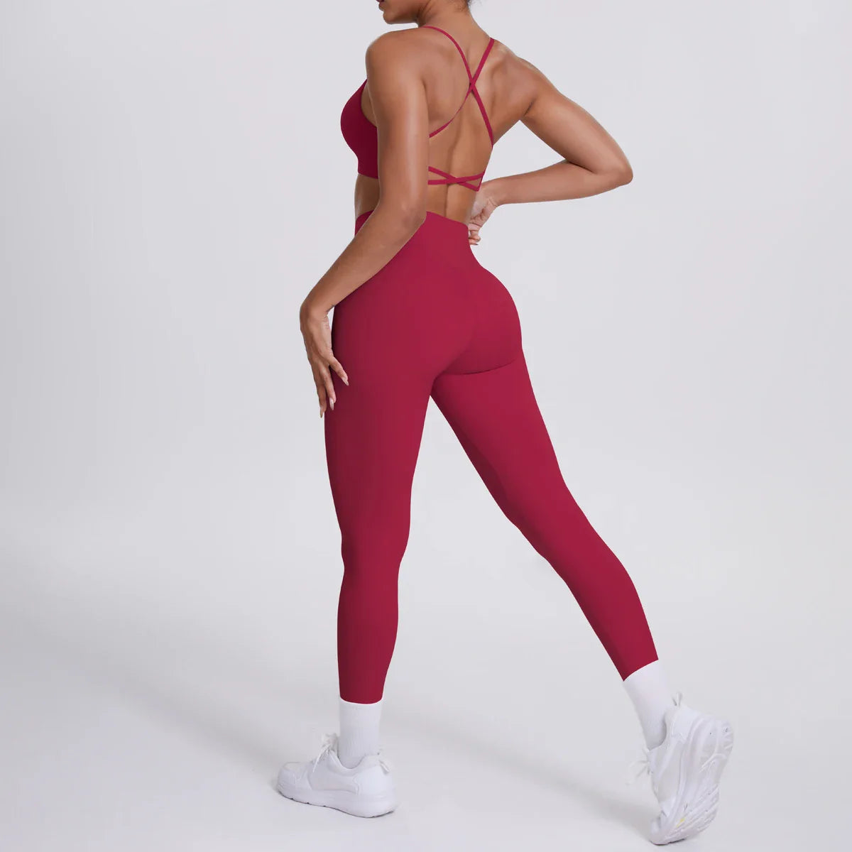 Yoga Suit Sports Set Gym Seamless High Impact Sports Bra Women's High Waist and Hips Tight Peach Buttocks Pants Womens Sportswea