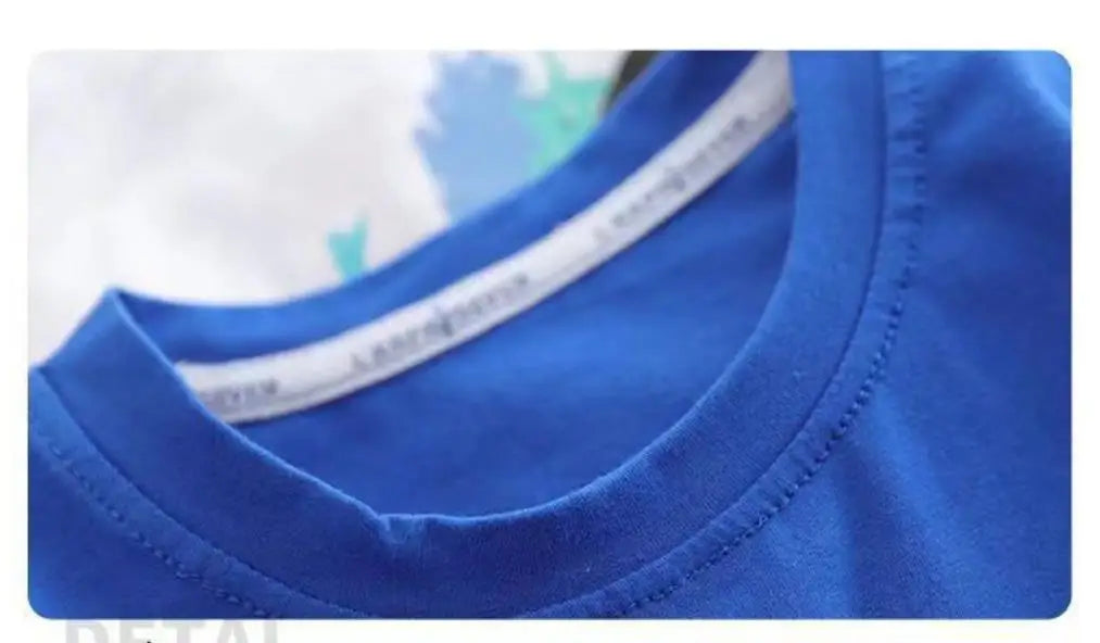 Children's set 2026 new Korean version boys' summer printed letter round neck short sleeved shorts two-piece set 4-12Y