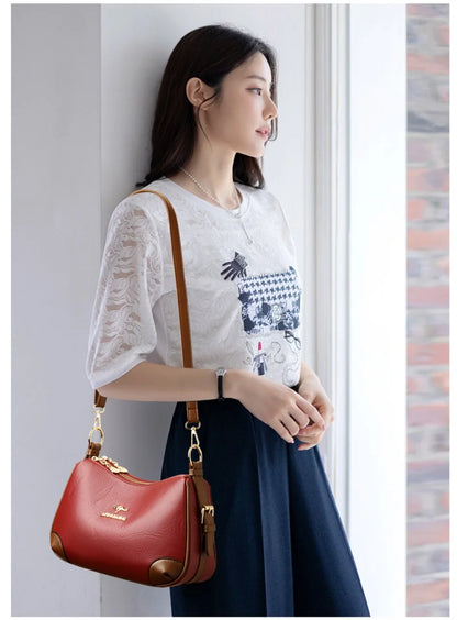 Genuine 3 Layers High Quality Soft Leather Ladies Crossbody Bags for Women Luxury Handbags Women Bags Designer  Shoulder 2024
