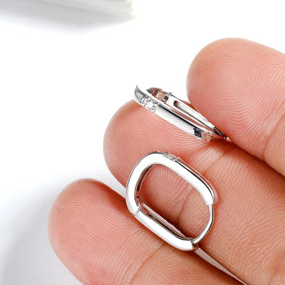 Each 2mm Moissanite Hoop Earrings for Women Square Classic Girls' Jewelry 100% 925 Sterling Silver Plated 18K Gold