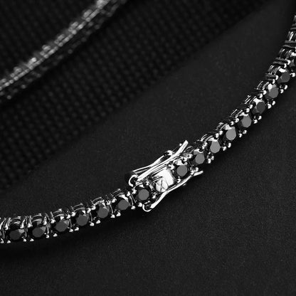 Black Moissanite Tennis Bracelet 925 Sterling Silver Plated 18k White Gold Bracelet for Women Man Hip Hop Party Jewelry