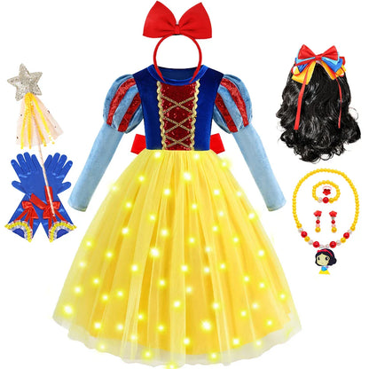 Halloween Girl Snow White Costume Party Dresses For Girls Cartoon Role Playing Outfits Kids Christmas Theme Fantasy Tulle Gown