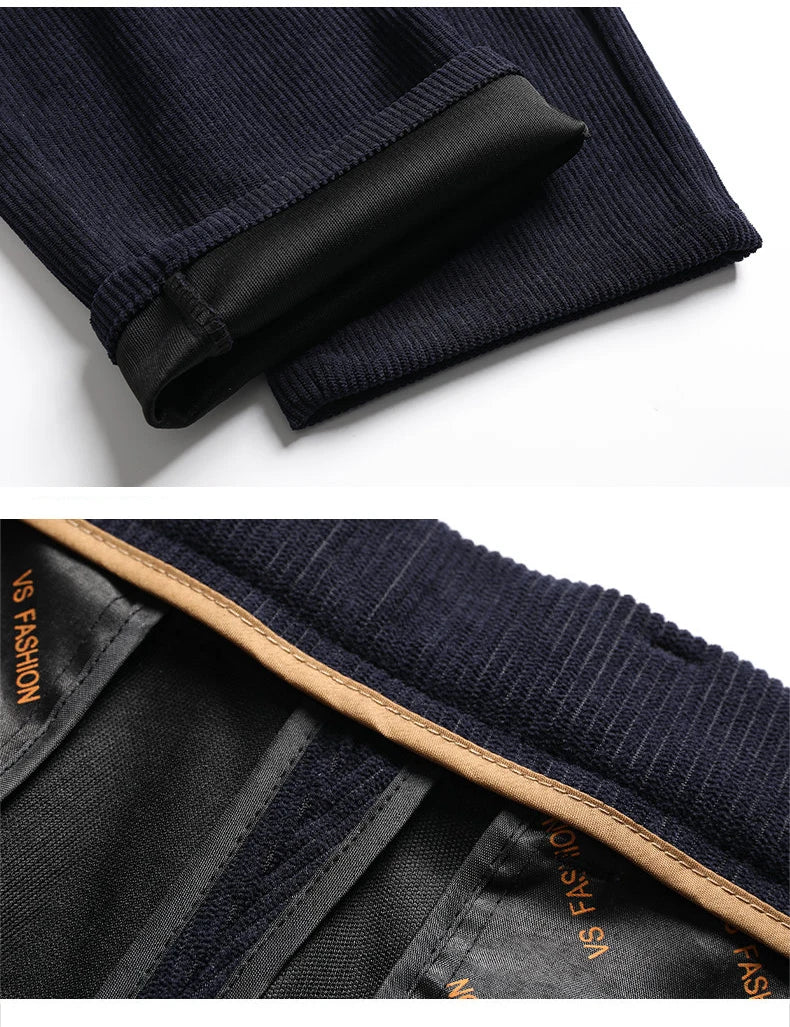 Men's Corduroy Pants Classic Casual Pants Straight Leg Regular Fit Streetwear Commuting with 5 Pockets