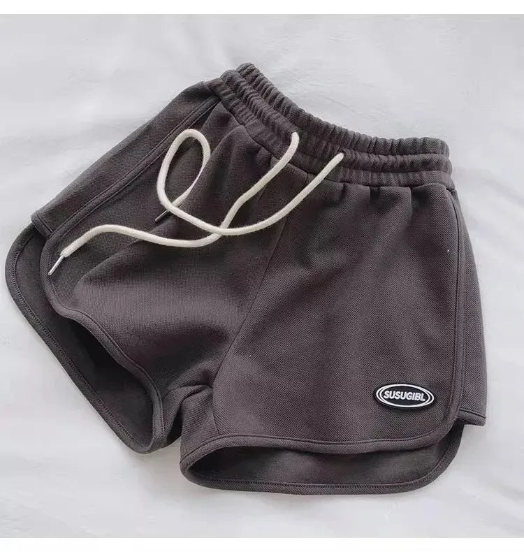 Women Casual Drawstring Sports Shorts Summer Thin High Waist Yoga A-line Shorts Loose Women Running Straight Trousers