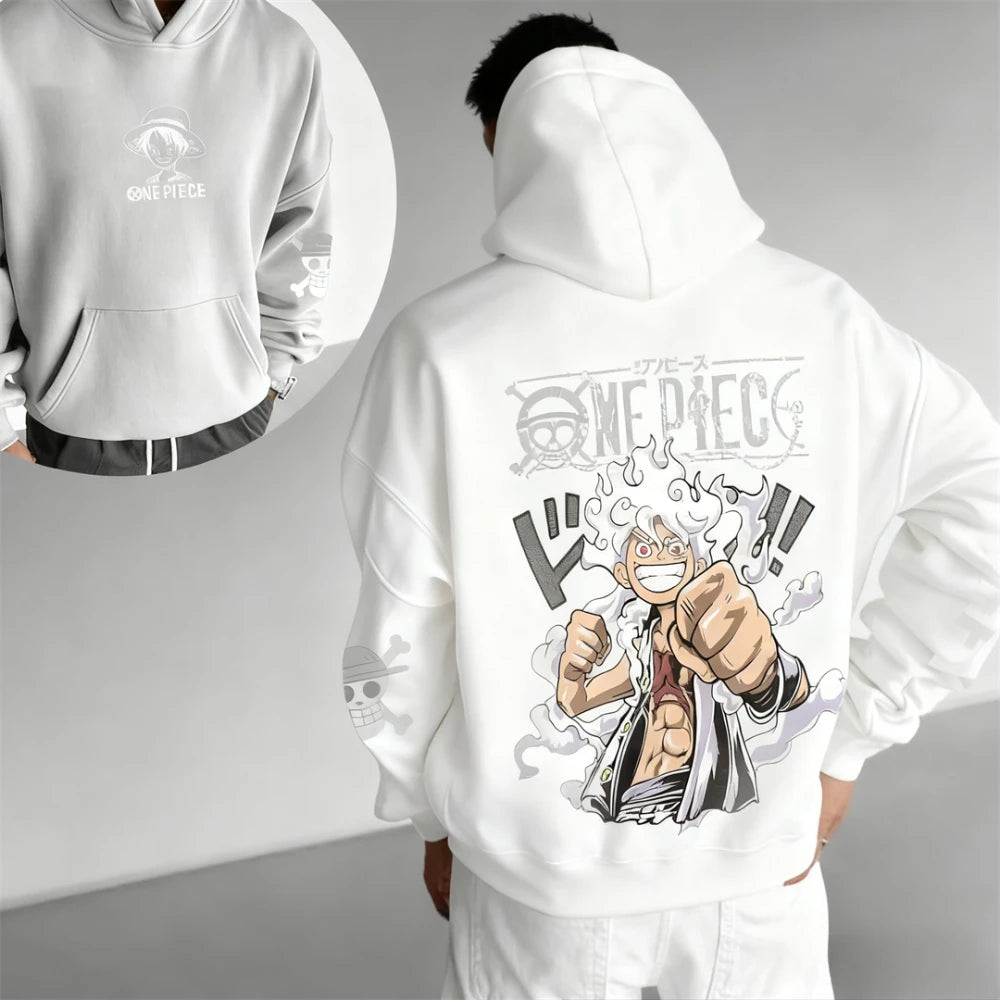 Autumn/Winter Japanese Hot Blood Anime Classic Luffy 5th Grade Hoodie for Men and Women, Casual and Comfortable Top