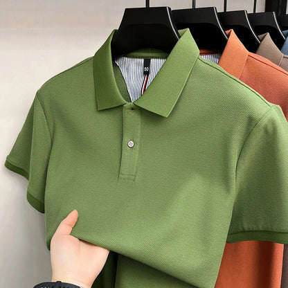 100% pure cotton high-end short sleeve polo shirt men's summer fashion new breathable Korean business casual golf brand T-shirt