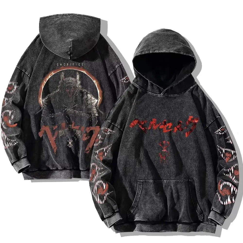 Anime Clothing Guts Cool Graphic Print Hooded Men Women Oversized Hoodies Cooton Casual Sweatshirt Harajuku Streetwear