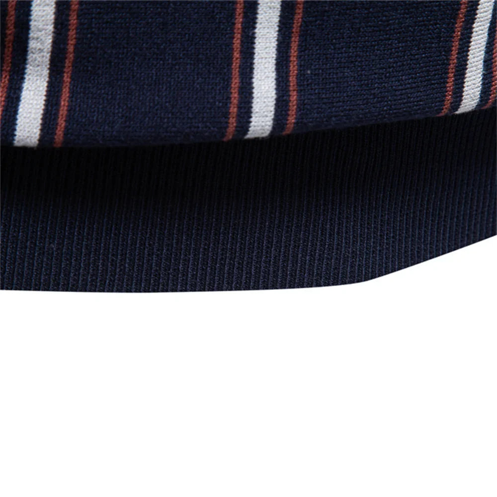 Men's Stripe Polo Shirt Old Money Style Short Sleeve Soft Breathable Casual Elegant Fabric for Comfortable Wear