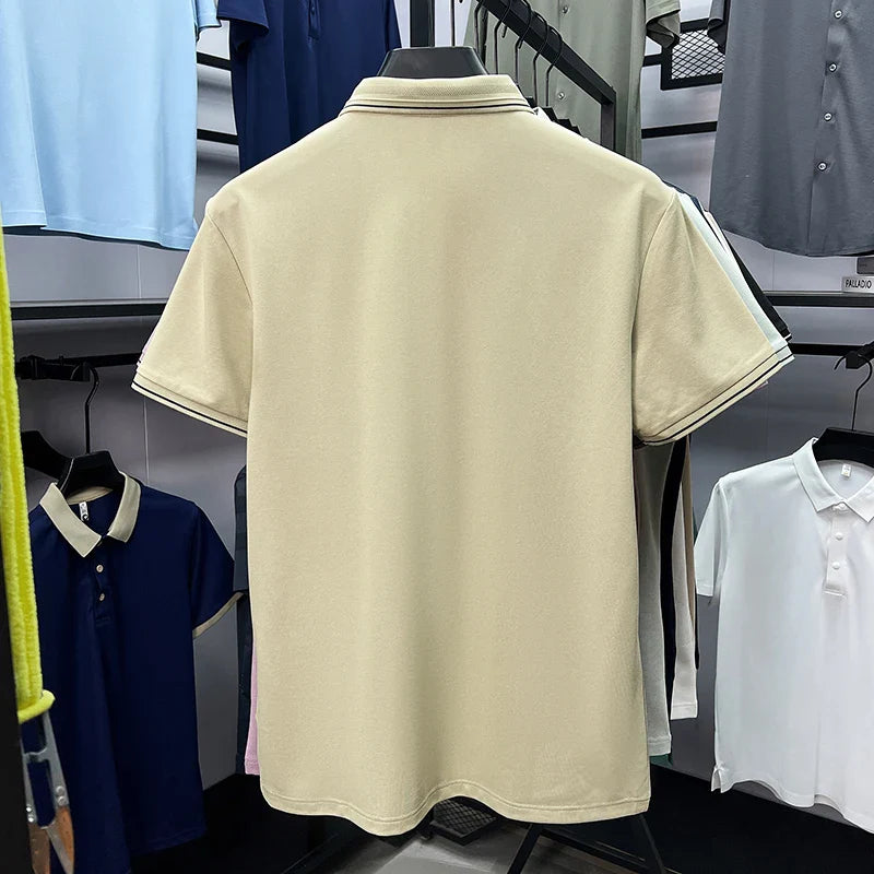 Light luxury brand men's short sleeve polo shirt summer new item high-end letter golf comfortable cotton casual business T-shirt