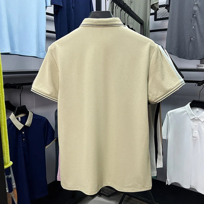 Light luxury brand men's short sleeve polo shirt summer new item high-end letter golf comfortable cotton casual business T-shirt