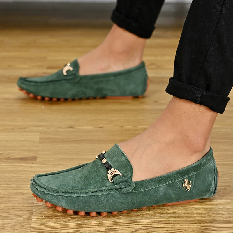 Loafers Men Casual Fashion Suede Men Shoes Lightweight Soft Genuine Leather Moccasins Slip on Driving Shoes for Men Size 48