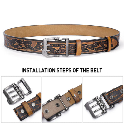 2024 Men Belts Cow Split Genuine Leather Pin Buckle Business Waist Straps Retro Pin Buckle Fancy Male Belt For Jeans