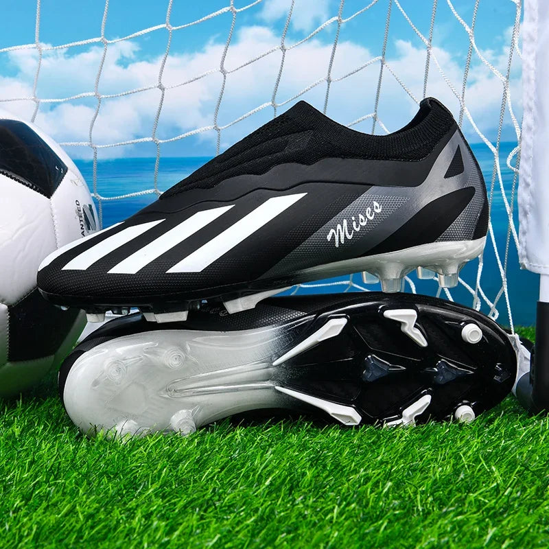 New Men Outdoor Football Boots Cleats Soccer Shoes Long Spikes FG Boys Non Slip Sport Training Breathable Match Comfortable