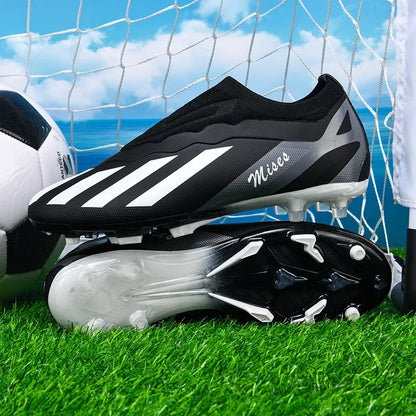 New Men Outdoor Football Boots Cleats Soccer Shoes Long Spikes FG Boys Non Slip Sport Training Breathable Match Comfortable