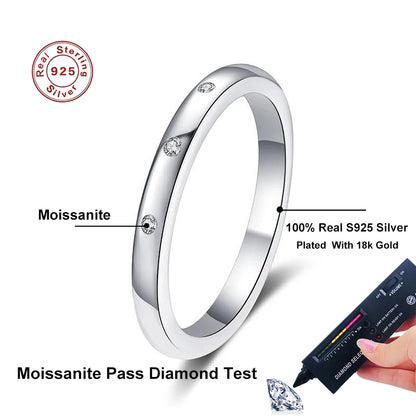 Moissanite Ring for Women S925 Solid Silver with White Gold Plated Diamond Wedding Bridal Band Luxury Jewelry Gift
