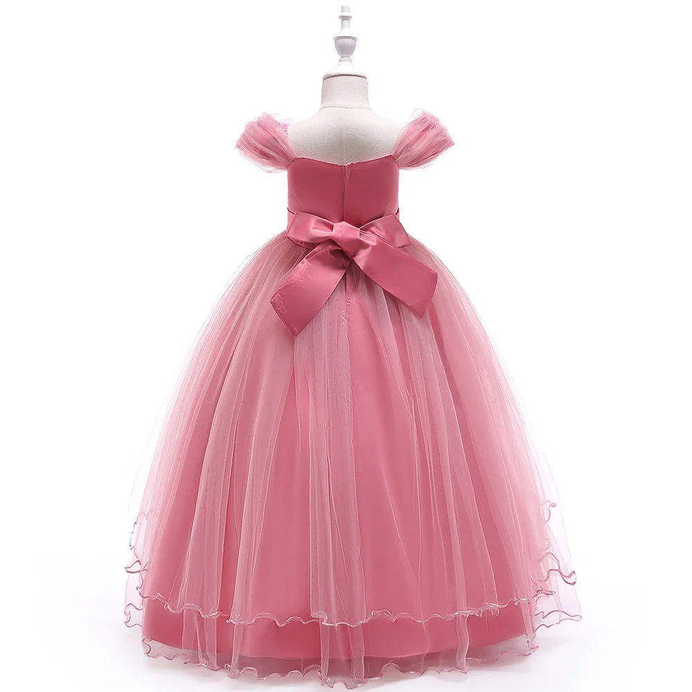 4-14 Years Kids Bridesmaid Dress For Girls Long Lace Wedding Prom Gown Flower Girl Party Dresses Children Formal Evening Clothes