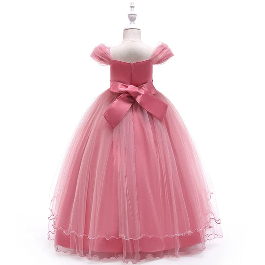4-14 Years Kids Bridesmaid Dress For Girls Long Lace Wedding Prom Gown Flower Girl Party Dresses Children Formal Evening Clothes