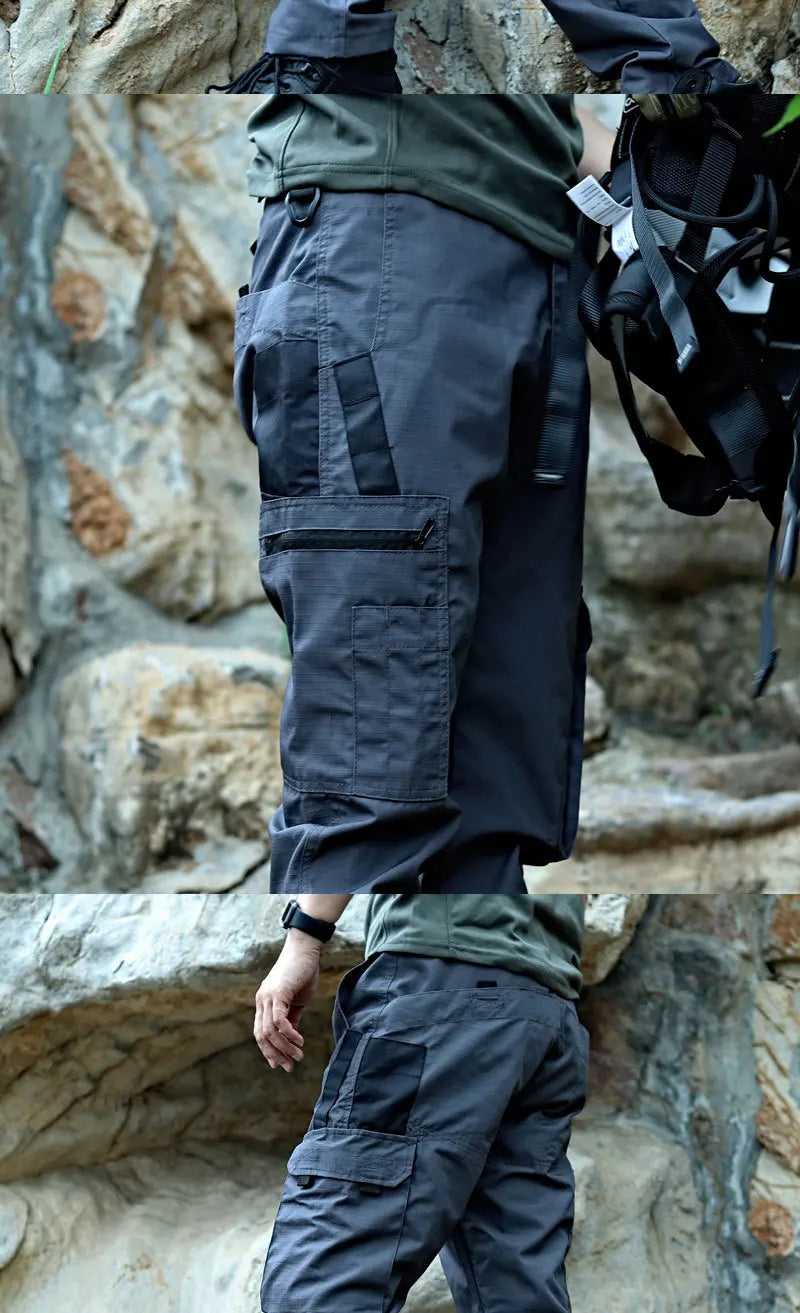2024 Men's Tactical Pants City Casual Cargo Trousers Waterproof Multi-pocket Wear-Resistant Outdoor Training Work Male Trousers