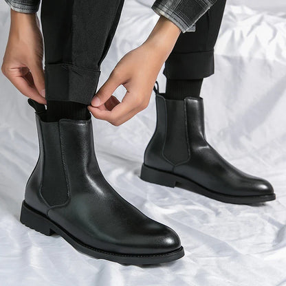 Classic Fashion Men Boots Winter Leather Shoes Autumn Business Chelsea Boots British Style Hombres Botas High Top Footwear Dress