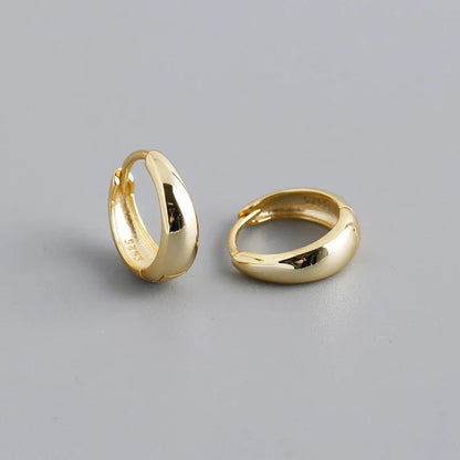 925 Sterling Silver Simple Wide Huggies Gothic Hoop Earrings for Women European Unisex Piercing Rock Jewelry Ear Buckles