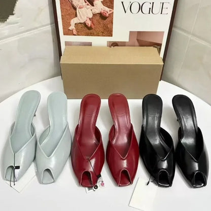 Brand Peep Toe Women High Heeled Sandals Patent Leather Banquets Designer Stilettos Big Size Elegant Sexy Ladies Mules Shoes