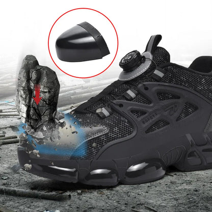 Anti-slip Safety Shoes Men Rotary Button Safety Shoes for Men Work Shoes Anti-smash Men's Sports Shoes Safety Pro