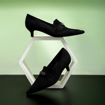 Women's Pointed Toe Leather Shoes Low Heel Casual Shoes Spring and Autumn Fashion Trend Shoes Retro Style Brown