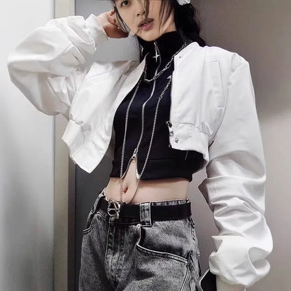 Gothic Style Stitching High Street Style Hot Girl Spaghetti Straps Sleeveless Cardigan Vest Slimming Slim Fit Top for Women INS