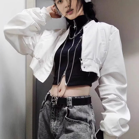 Gothic Style Stitching High Street Style Hot Girl Spaghetti Straps Sleeveless Cardigan Vest Slimming Slim Fit Top for Women INS