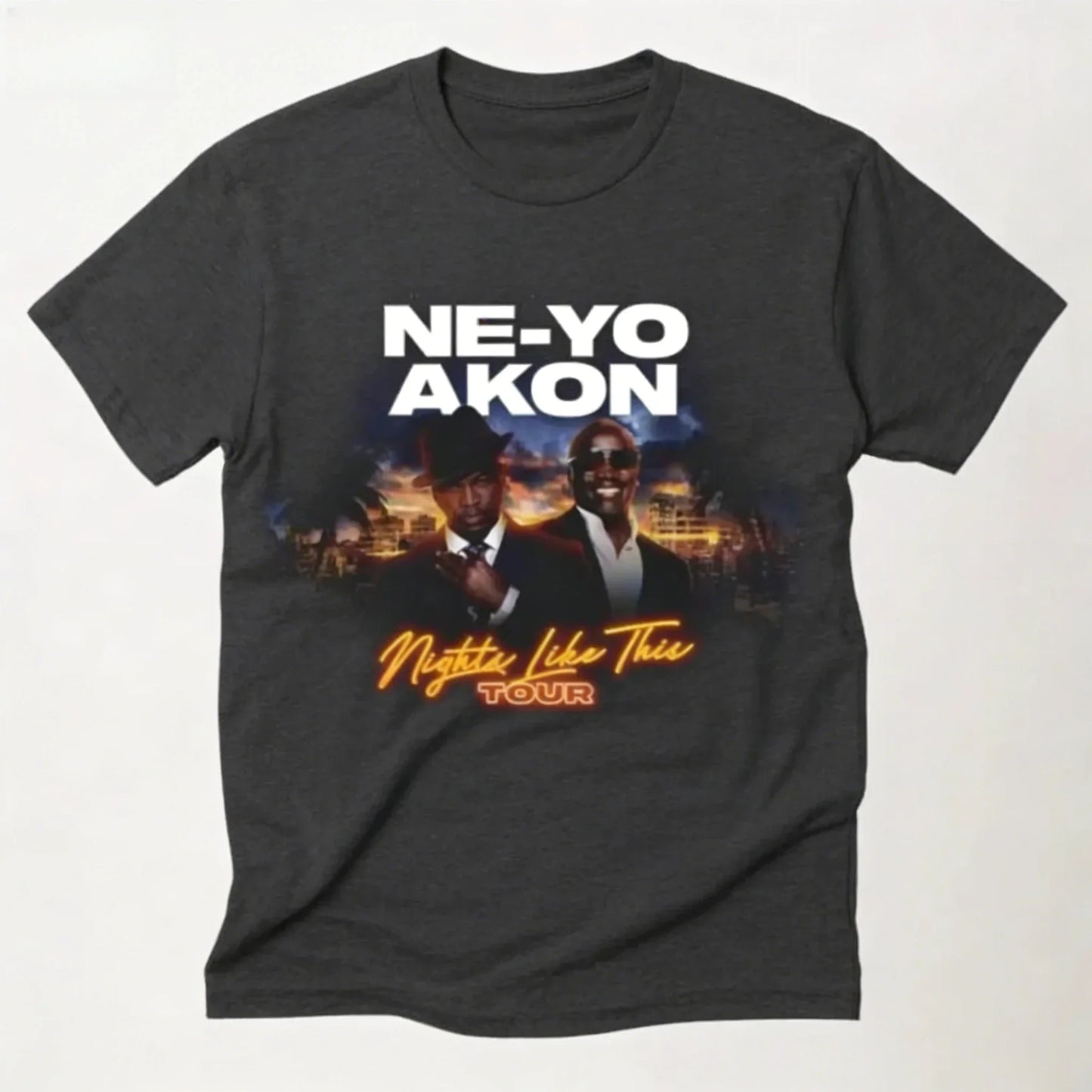 Ne Yo Akon 2026 New Night Like This Tour T Shirt Fashion Casual Top For Everyday Wear Slightly Breathable Hip Hop Streetwear